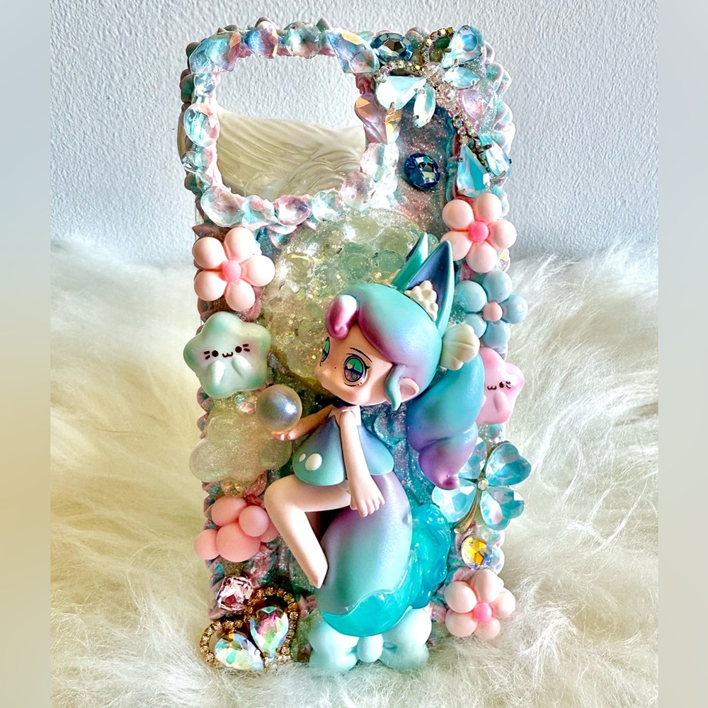 Cute Pastel Phone Case with 3D Authentic Fairy Doll Character For IPhone 16 PM